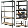 Storage Garage Standing Shelving Unit Utility Racks Shelves Heavy Duty Garage Shelves 5 Tier 180cm x90cm x 40cm 175KG Per Shelf for Warehouse Shed Home Kitchen Office Black view 3