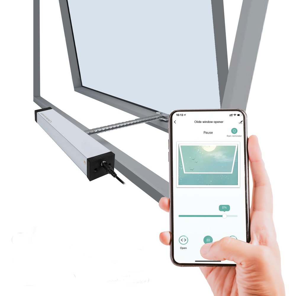 Olide Smart Automatic Chain Window Opener with Wireless Rain Sensor, Compatible with Google Home, Alexa, Phone APP WiFi Control (300mm)
