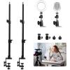 Obeamiu 2 Pack C Clamp Desk Mount Light Stand with 1/4" Ball Head and Hot Shoe Mount Adapter, 21-45 Inch Adjustable Tabletop Bracket Stand for DSLR Camera, Ring Light, Video Monitor, Microphone Webcam view 1