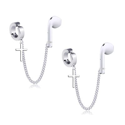 NILSTOREY Earrings forEarbuds Holder Clips, 1 Pair Clip-On Anti Lost Earring Strap for Earbuds (non piercing), Wireless Earhooks Earphone Holder (Croos Style)