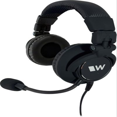 Williams AV MIC 158 Dual-muff Headset Microphone, Black; TRRS 3.5mm Plug; for use with Digi-Wave DLT 400 Transceiver Only; Unidirectional Electret Microphone; 1-10 VDC