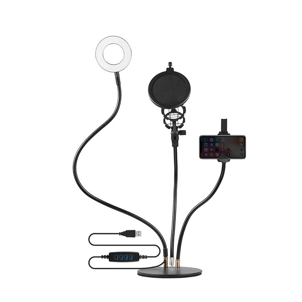 Volkano VK6502BK / VK-6502-BK/VK-6502-BK Home Vlogging Kit with Microphone Holder