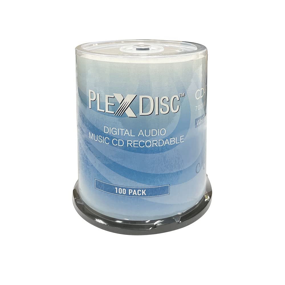 100 PK PlexDisc 52x 700 MB Digital Audio Music CD-R Disc for Reliable Audio Recording and Playback