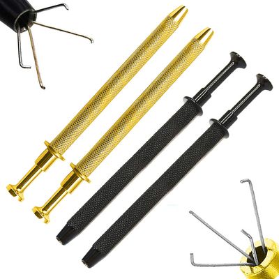 4 Pack Stainless Steel 4-Claw Pick up Tool for Small Parts Pickup, 4 Prongs Grabber for Tiny Objects in Home, Office - IC Chip, Electronic Components, Nails Clamping Gold & Black by G.S Online Store