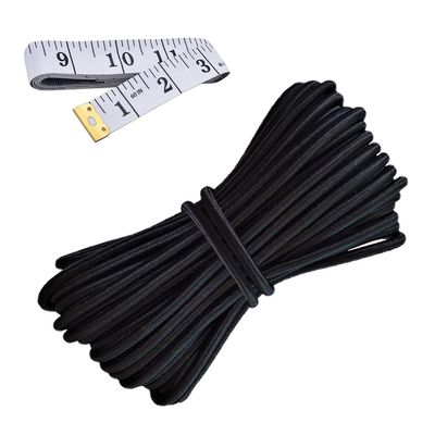 HEMYLU Elastic Cord 1/8 Inch (3MM) x 33FT, Black Elastic String Bungee Shock Cord with Nylon Sleeve and Heavy Strength for Crafting DIY Sewing