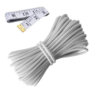 HEMYLU Elastic Cord 1/8 Inch (3MM) x 33FT, White Elastic String Bungee Shock Cord with Nylon Sleeve and Heavy Strength for Crafting DIY Sewing