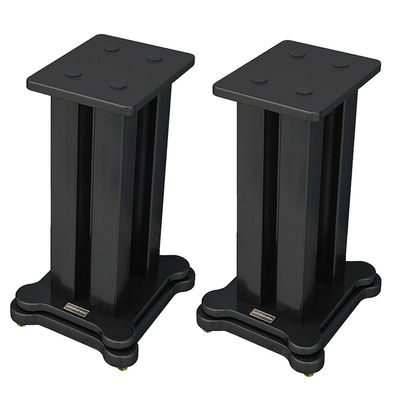 Feet Speaker Tripod Audio Rack, Bookshelf Desktop Speaker Rack, Wooden Metal Iron Surround Floor Rack, Free Accessories (Color : Black, Size : 34.5 * 29.5 * 60cm)