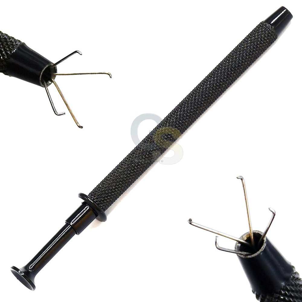 Stainless Steel 4-Claw Pick up Tool for Small Parts Pickup, 4 Prongs Grabber for Tiny Objects in Home, Office - IC Chip, Electronic Components, Nails Clamping Black by G.S Online Store