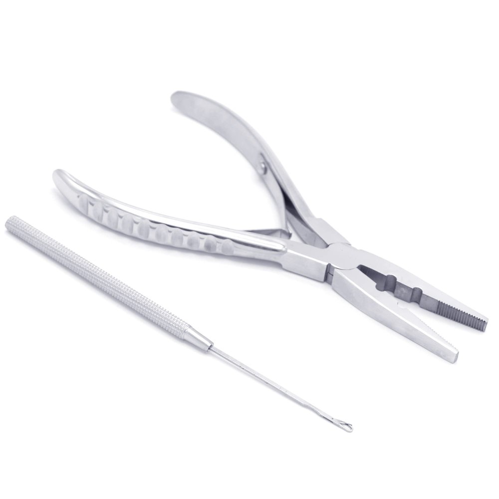 G4 Vision Pro Hair Extension Two Hole Pliers with Needle Micro Link Ring Bead Closer Tool Kit Plier Beading Tool Set