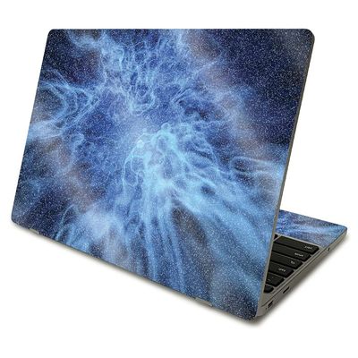 MightySkins Glossy Glitter Skin Compatible with Samsung Chromebook 4 (2021) 11.6" - Blue Mystic Flames | Protective, Durable High-Gloss Glitter Finish | Easy to Apply | Made in The USA