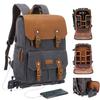 JAEP Camera Backpack - Weather Resistant 16 Ounces Waxed Memory Canvas  DSLR SLR Backpacks with 15.6 laptop sleeve compartment and Tripod Holder for Photographers -Vintage leather Style (Dark Grey) view 1
