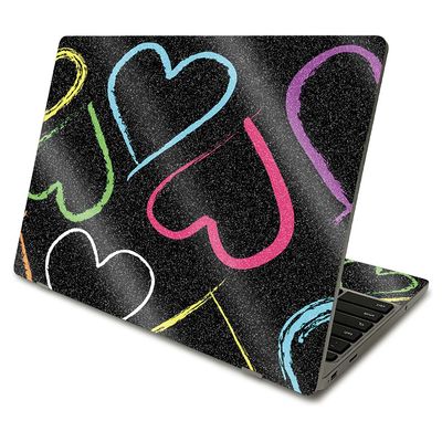 MightySkins Glossy Glitter Skin Compatible with Samsung Chromebook 4 (2021) 11.6" - Hearts | Protective, Durable High-Gloss Glitter Finish | Easy to Apply, Remove, and Change Styles | Made in The USA
