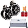 Wet Sounds ICON8B-FC Black 8" Tower Speakers with Stainless Fixed Clamps HTX2 Amplifier view 1