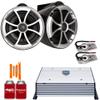 Wet Sounds ICON8B-SXM Black 8" Tower Speakers with Stainless Swivel Base Mount (NO Pipe CLAMP) HTX2 Amplifier view 1