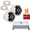 Wet Sounds ICON8W-FMINI White 8" Tower Speakers with MINI Stainless Fixed Clamps HTX2 Amplifier view 1