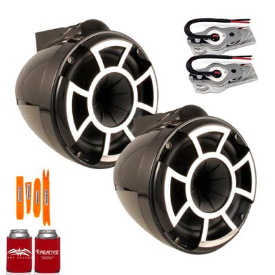 Wet Sounds REV8B-SXM 8" Tower Speakers, Stainless Swivel Base Mount (NO CLAMP)