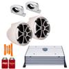 Wet Sounds ICON8W-FC-SA White 8" Tower Speakers with Silver Aluminum Fixed Clamps HTX2 Amplifier view 1