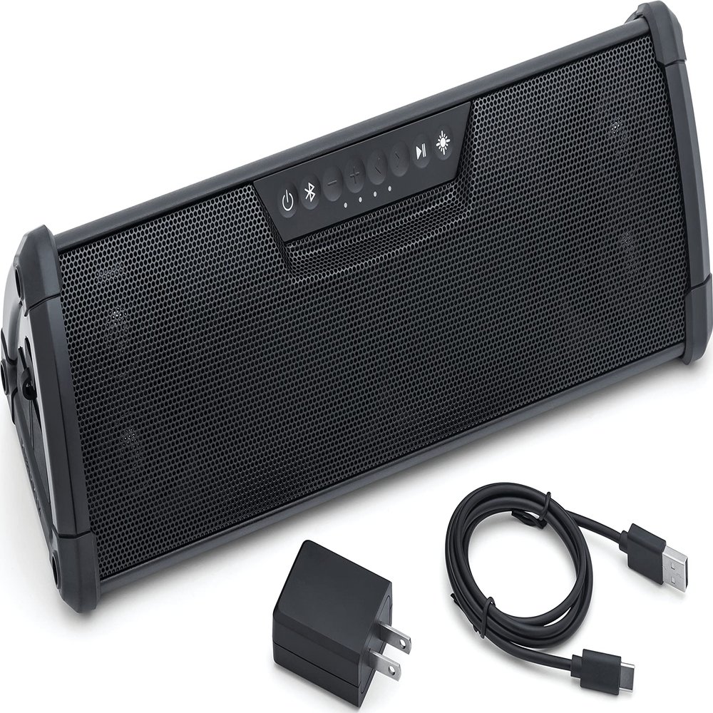 Kuryakyn 2721 MTX WanderBar Weather Resistant Motorcycle Soundbar: Portable Audio Speakers with Bluetooth, 100 Lumen Task Light, USB Charger, 14" , BLACK