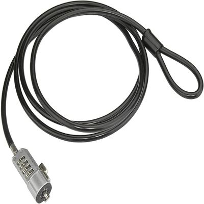 4XEM 4XLAPLOCK6B 6 ft. Vinyl Coated Steel Laptop Combination Lock Cable, Black
