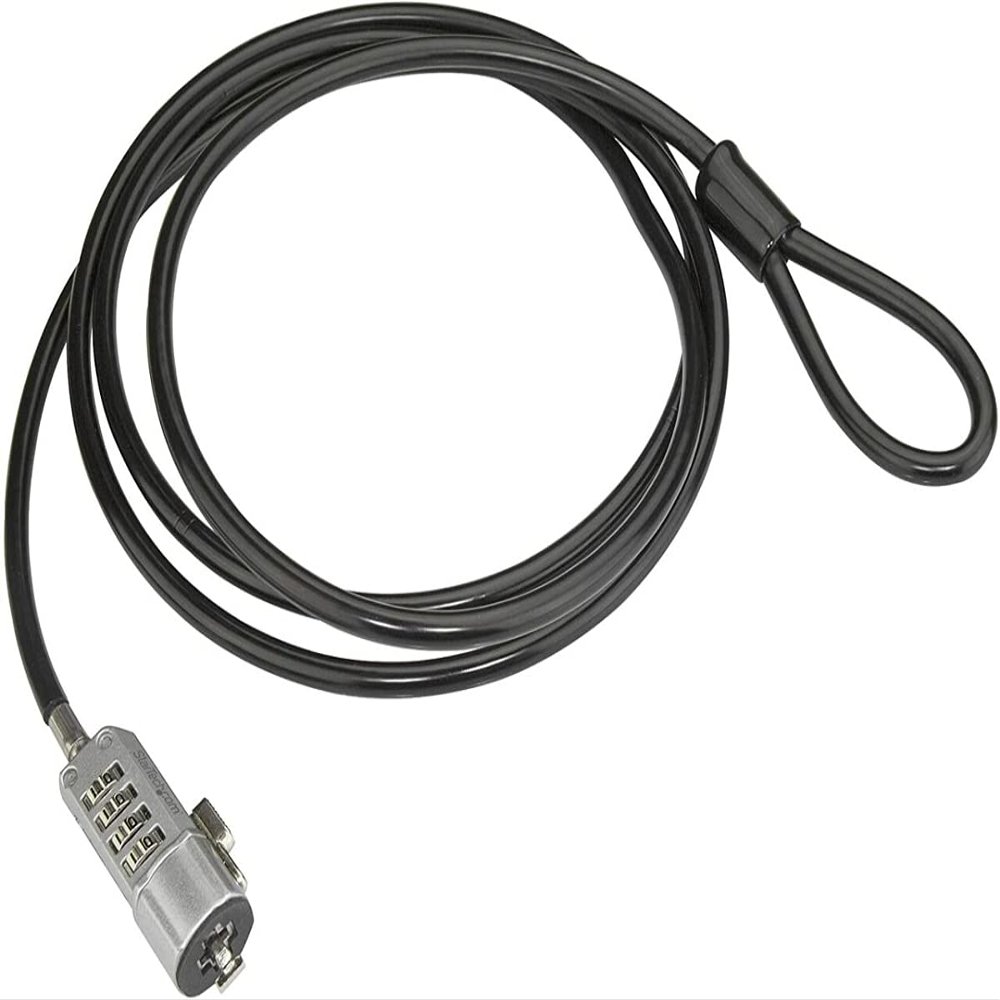 4XEM 4XLAPLOCK6B 6 ft. Vinyl Coated Steel Laptop Combination Lock Cable, Black