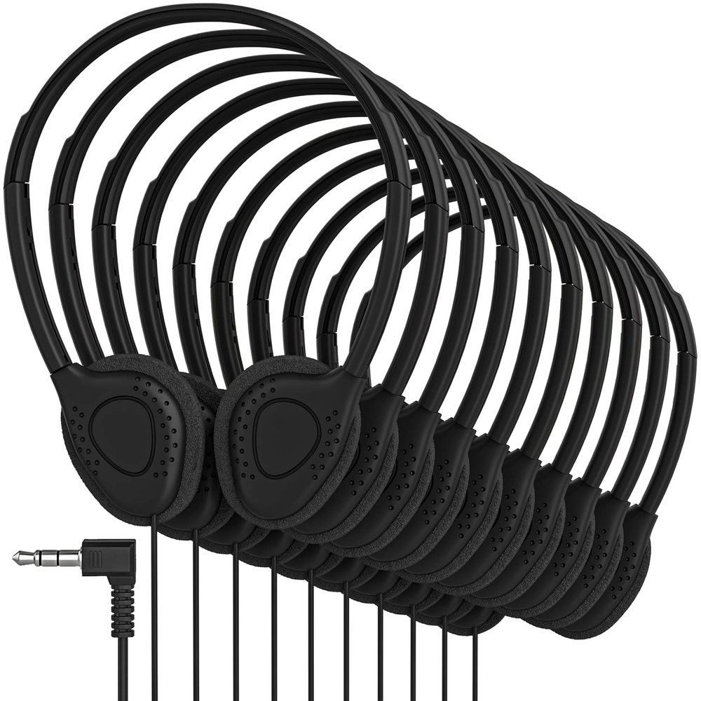 Maeline Bulk Headphones with 3.5 mm Headphone Plug - 30 Pack - Black