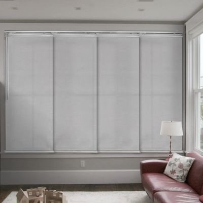 Embroidered Cadet 4-Panel Light-Filtering Single Rail Panel Track Extendable 48"-88" W x 94" H, Panel Width 23.5"