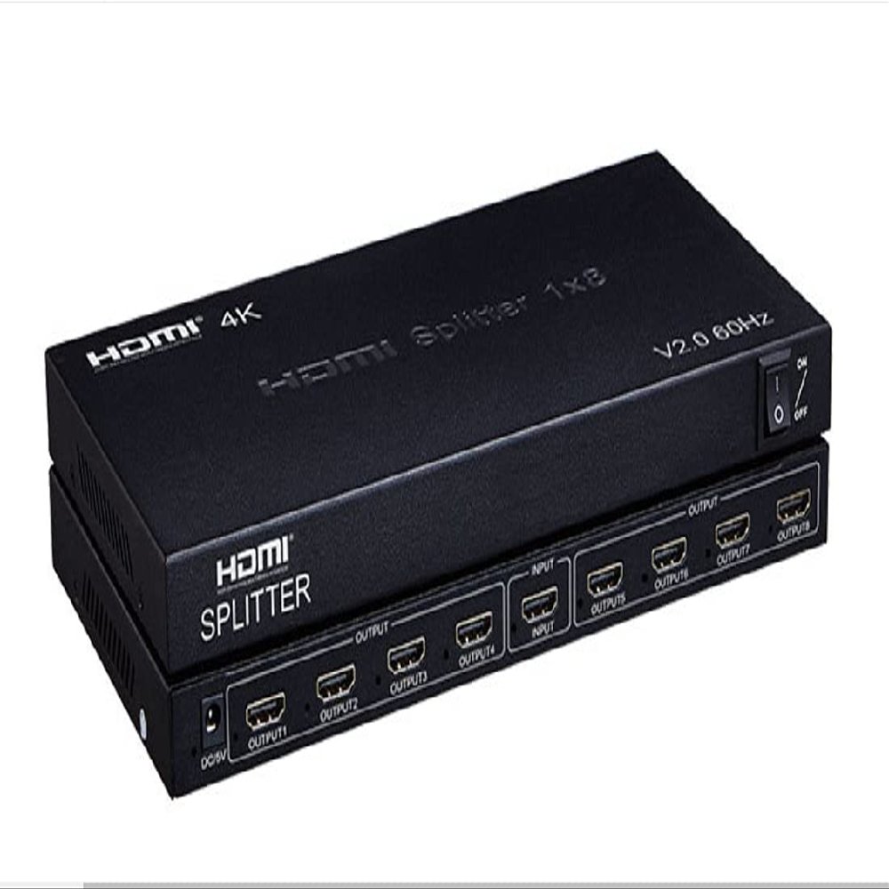 4K 60hz 1x8 HDMI Splitter 1 in 2 4 6 8 Output 1x2 1x4 HDMI Splitter HDMI 2.0 Video Converter 1080P for PS4 PC DVD to TV Monitors (1X8 Splitter)