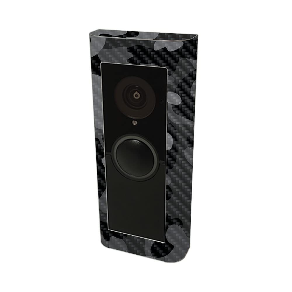 MightySkins Carbon Fiber Skin Compatible with Ring Video Doorbell Pro 2 - Black Camo | Protective, Durable Textured Carbon Fiber Finish | Easy to Apply and Change Styles | Made in The USA