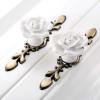 YUNSI Creative Handles 1pc Door Handle Pink/White Rose Vintage Ceramic Alloy Base Cabinet Knobs Cupboard Dresser Kitchen Furniture Door Pull Knob Hardware Handle(C 170mm) view 2