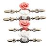 YUNSI Creative Handles 1pc Door Handle Pink/White Rose Vintage Ceramic Alloy Base Cabinet Knobs Cupboard Dresser Kitchen Furniture Door Pull Knob Hardware Handle(A 119mm) view 1
