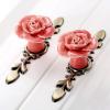 YUNSI Creative Handles 1pc Door Handle Pink/White Rose Vintage Ceramic Alloy Base Cabinet Knobs Cupboard Dresser Kitchen Furniture Door Pull Knob Hardware Handle(A 119mm) view 2
