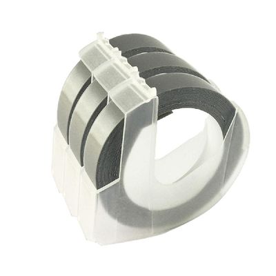 5Pcs 9mm 3D Plastic Labels Colored Embossing Tape Compatible for Manual Label Printers Silver/Gold/Black/Blue/Red 5 Colors for Choose