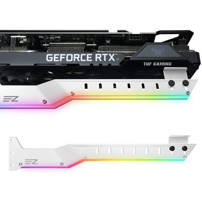 EZDIY-FAB GPU Holder Brace Graphics Card GPU Support Video Card Holder Bracket with 5V 3 Pin ARGB LED, Video Card Sag Holder/Holster Bracket Support RX6700,RTX3090- 309EZ-White