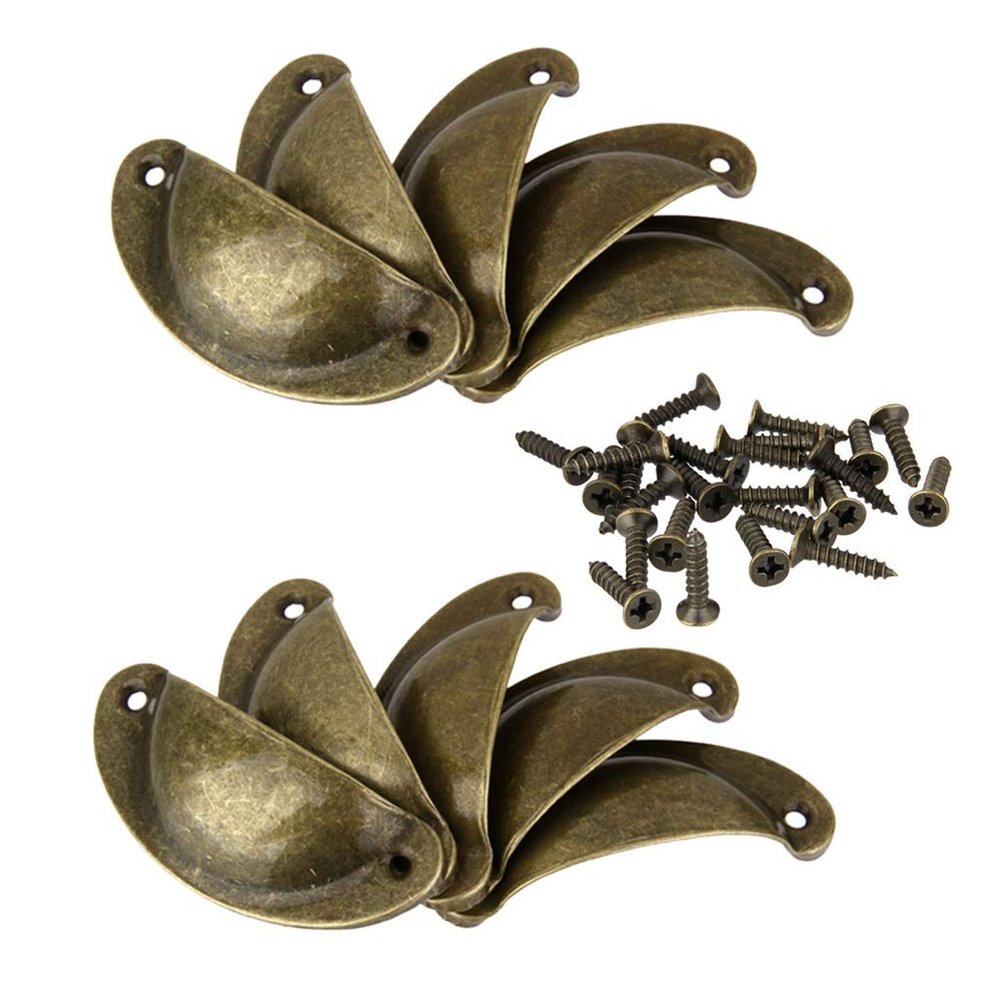 YUNSI Creative Handles 10pcs Shell Cup Pulls Kitchen Cabinet Cupboard Drawer Door Pull Handles, Classic Hardware Handle (Color : D)