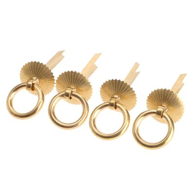YUNSI Creative Handles 4pcs Vintage Brass Drawer Ring Pulls Handles Antique Cupboard Furniture Handle Pull Wardrobe Drawer Cabinet Knobs Chinese Style Hardware Handle(Color A)