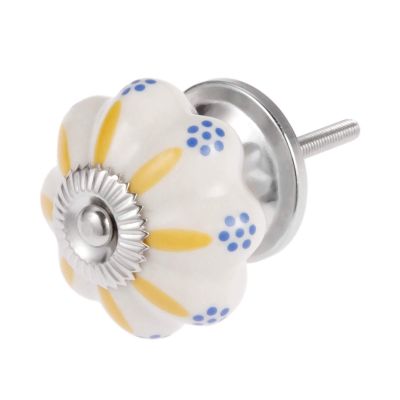 YUNSI Creative Handles 1pc Vintage Flower Ceramic Knob Dresser Door Knobs Zinc Alloy Base Kitchen Furniture Handle Cabinet Drawer Pulls Home Decor Hardware Handle(B)
