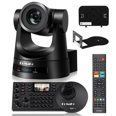 FoMaKo PTZ Camera 20X Optical Zoom HDMI PTZ Bundle with NDI PTZ Controller PoE Keyboard,Contains 2 Items(FMK20SDI+KC608 Pro)