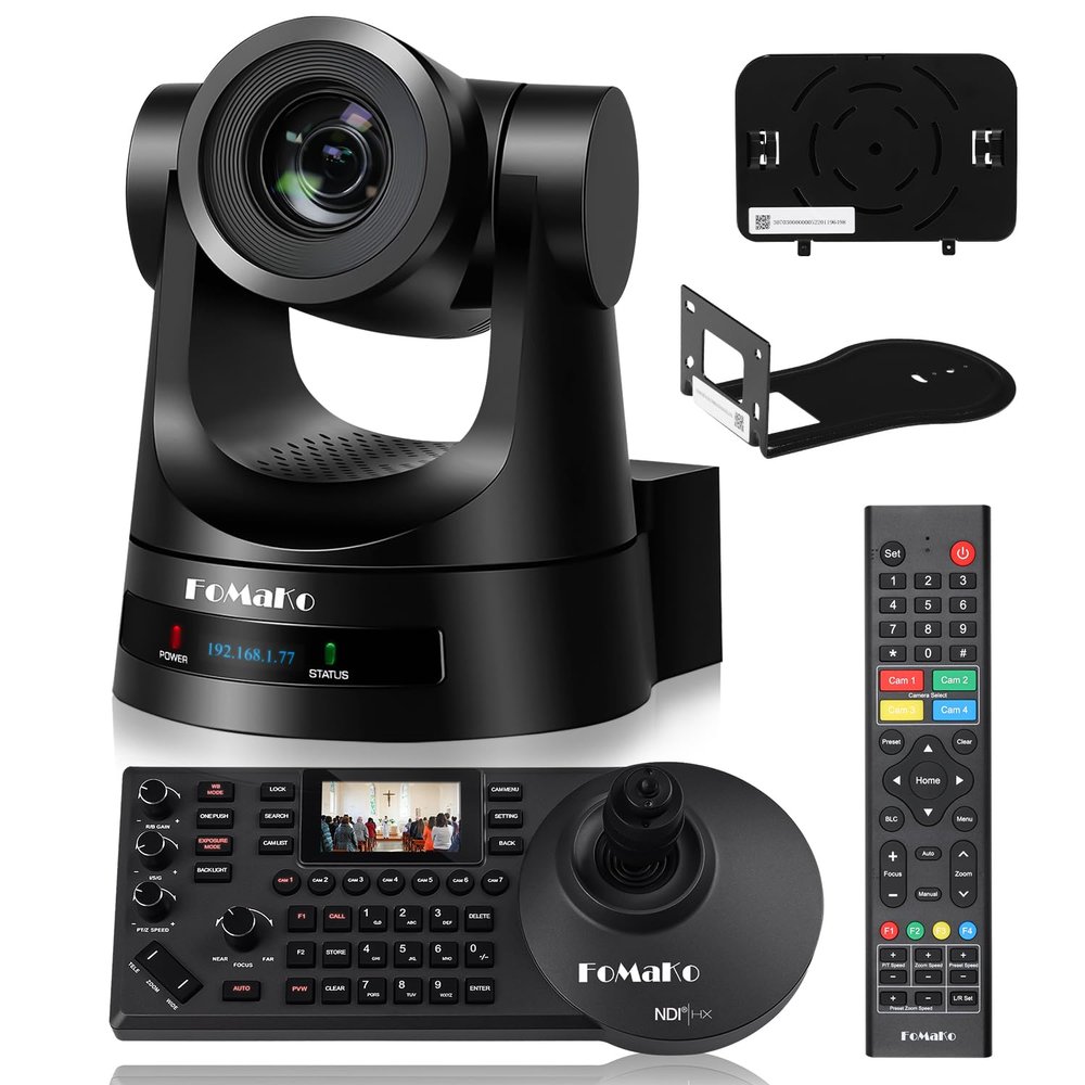 FoMaKo PTZ Camera 20X Optical Zoom HDMI PTZ Bundle with NDI PTZ Controller PoE Keyboard,Contains 2 Items(FMK20SDI+KC608 Pro)