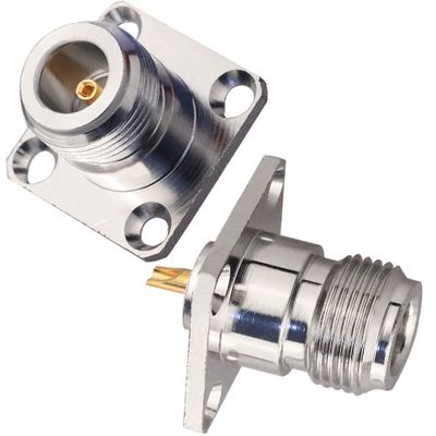 TUOLNK N Female 4 Hole Panel Mount Connector N Female Jack Coax Adapter Chassis Mount N Type RF Coaxial Antennas Connector Pack of 2