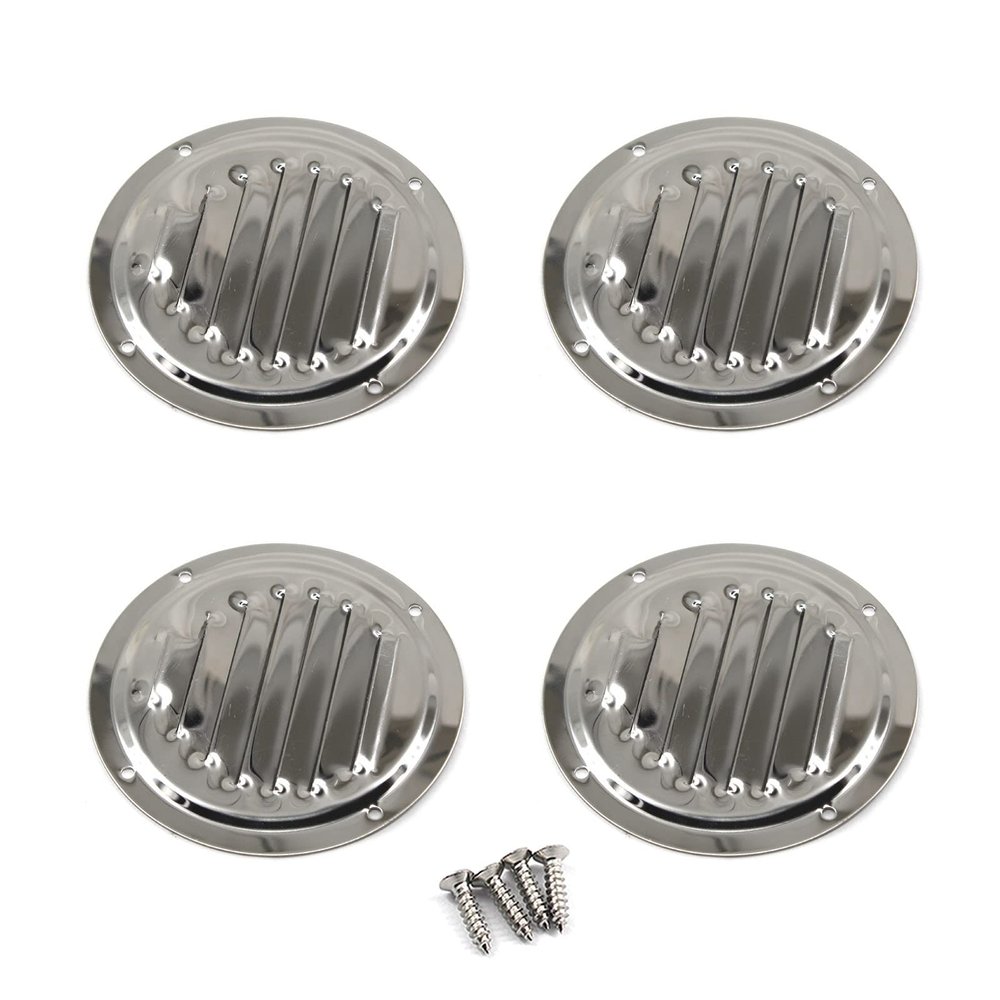 5 Inch 316 Stainless Steel Round Air Vent Grille Cover Circular Ventilation Cover (4 Pieces)