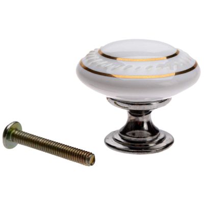 YUNSI Creative Handles 1pc Round Cabinet Knobs Ceramic Furniture Handles Door Drawer Cupboard Wardrobe Pull Handle Furniture Home Kitchen Accessories Hardware Handle(White)