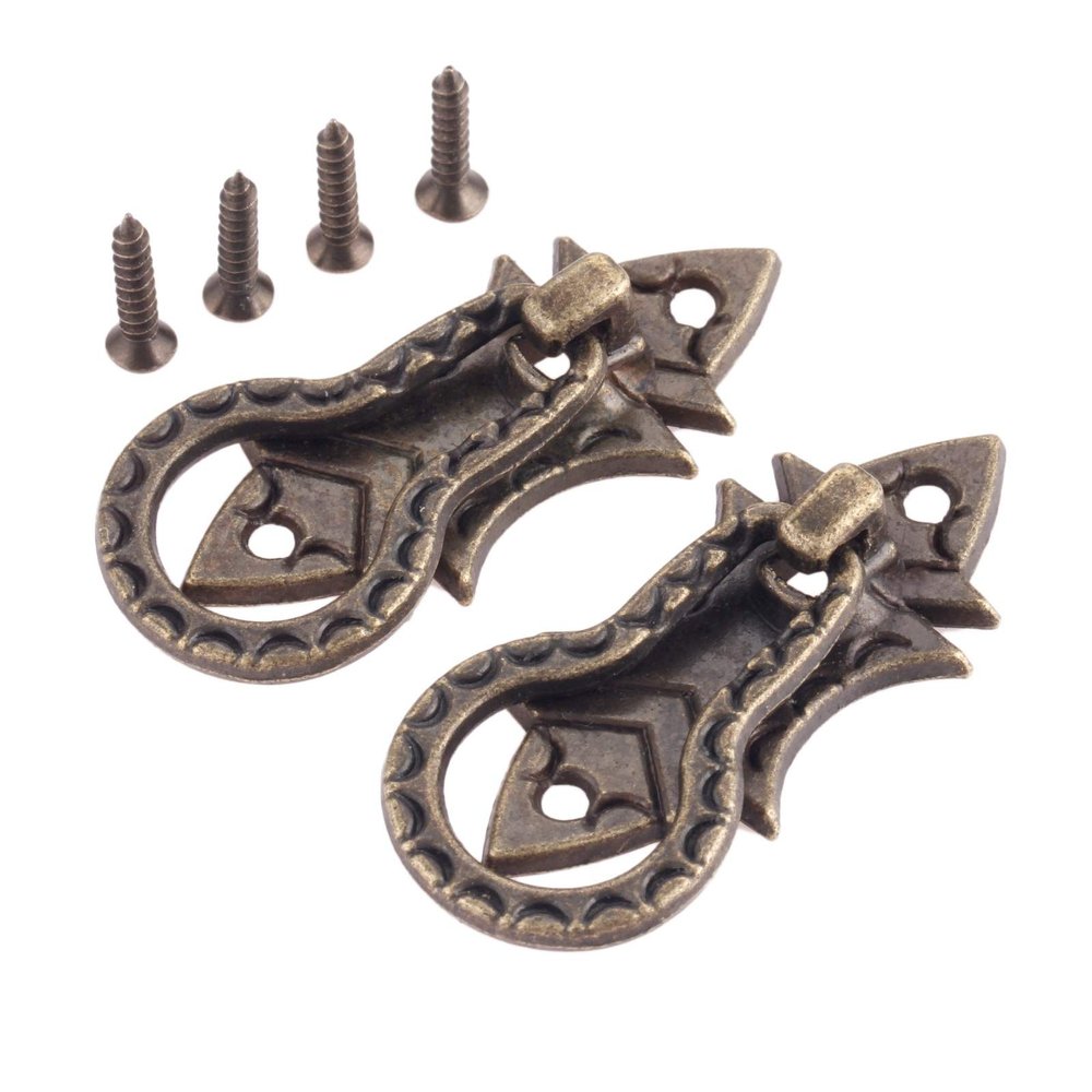 YUNSI Creative Handles 2pcs Vintage Metal Furniture Pull Handles Knobs Bronze Cabinet Knobs and Handle Drawer Kitchen Door Pull Wood Box Handle Knob Hardware Handle(48x21mm)
