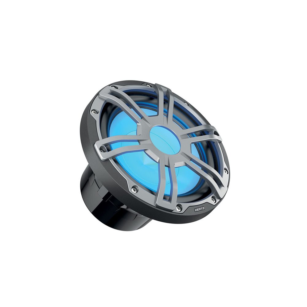 HERTZ HMS 10 S-LD-G - 10" 4-Ohm Marine Subwoofer with RGB LEDs, Gray Sport Grille