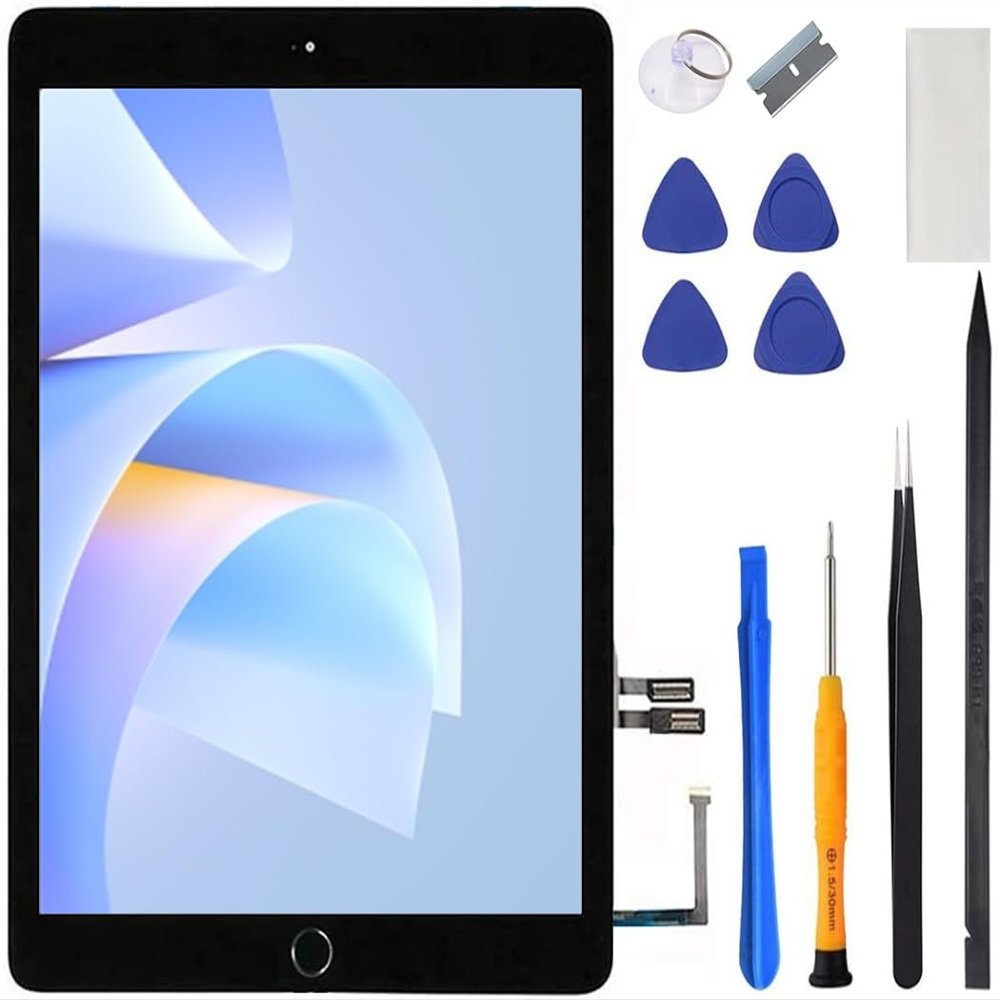 for iPad 6 (6th Generation) Screen Replacement 9.7 Inch, A1893 A1954 for iPad 6th Gen Digitizer 2018 Touch Glass with Home Button, Repair Tool Kit (Black)
