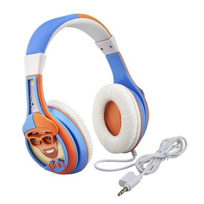 eKids Blippi Kids Headphones with 3.5mm Jack, Wired Headphones with Adjustable Headband and Volume Control, Earphones for School, Home, or Travel (Blippi)