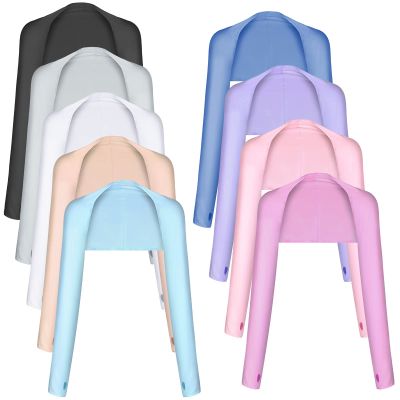 Welecom 9 Pieces Cooling Shawl Arm Sleeves Sun Protection Arm Sleeves for Women with Finger Hole for Outdoor Sports, Riding, Golfing, Fishing, Driving