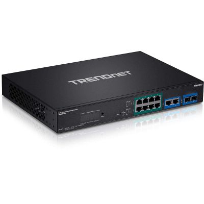 TRENDnet 12-Port Gigabit PoE+ Smart Surveillance Switch, TPE-3012LS, 8 x Gigabit PoE+ Ports, 2 x Gigabit Ports, 2 x SFP Slots, 110W PoE Budget, Managed Switch, Long Range PoE+ up to 200m,Renewed
