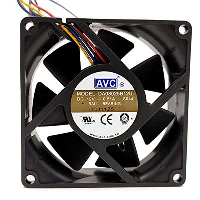 DA08025B12U 12V 80mm Fan, 12V 0.51A 8025 Industrial Computer Fan