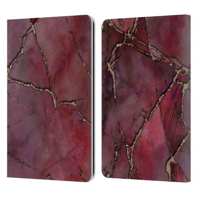 Head Case Designs Officially Licensed LebensArt Red Mineral Marble Leather Wallet Case Compatible with Kindle Paperwhite 1/2 / 3