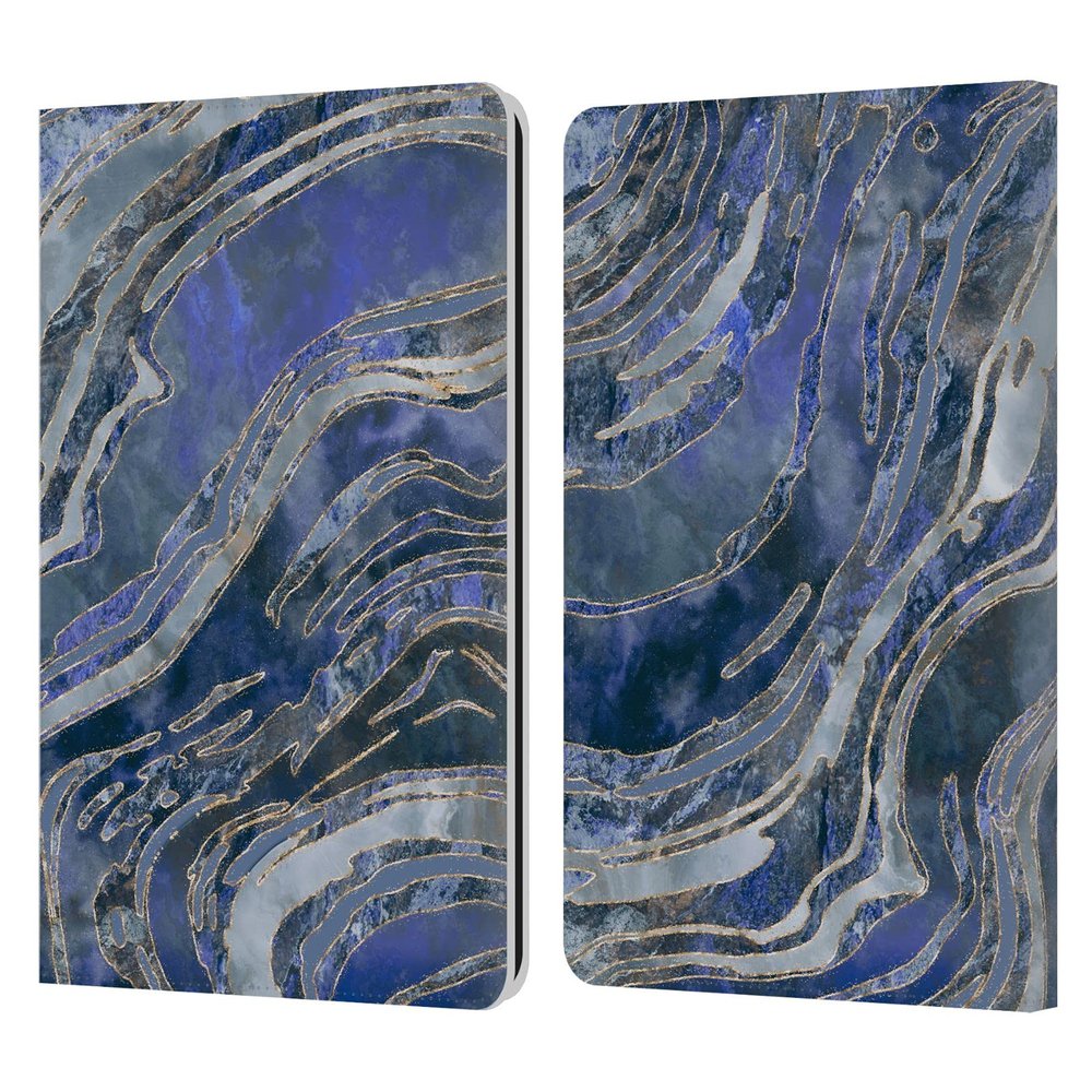 Head Case Designs Officially Licensed LebensArt Cold Blue Geo Liquid Marble Leather Wallet Case Compatible with Kindle Paperwhite 1/2 / 3
